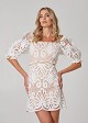 Broderie mini dress with puff sleeves