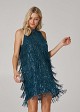 Mini dress with sequined fringes