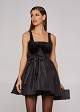 Mini, velvet and taffeta dress in black