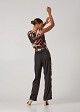 Satin look pants with floral details