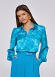 Printed blouse in satin look and royal blue color