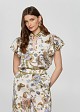 Floral printed blouse with frills in satin look