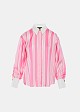 Ροζ ριγέ πουκάμισο σε σατέν όψη
