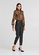 Leopard blouse with shoulder pleats