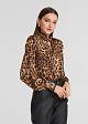 Leopard blouse with shoulder pleats