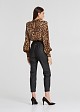 Leopard blouse with shoulder pleats