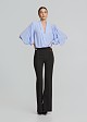 Wrap blouse with sleeve slits