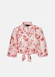 Cropped printed shirt with front tie