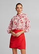 Cropped printed shirt with front tie